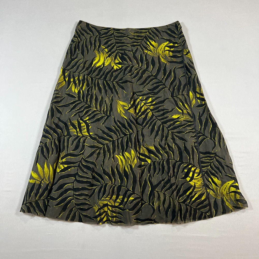 Carlisle Wrap Skirt Women 8 Multicolor Tropical Leaf Nylon Stretch Elastic Waist